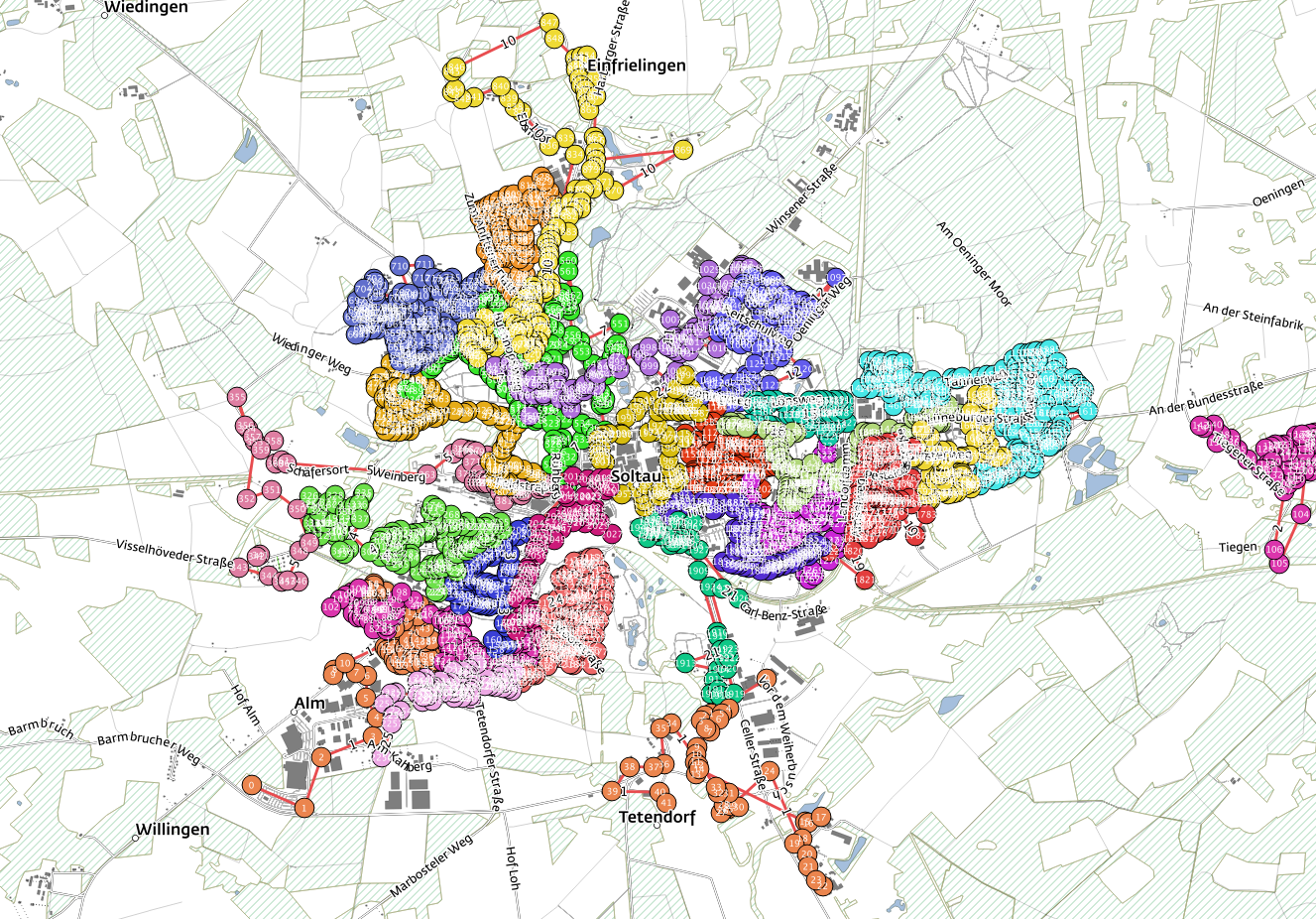 Dynamische Gebietsoptimierung mit dem Traveling Salesman Problem